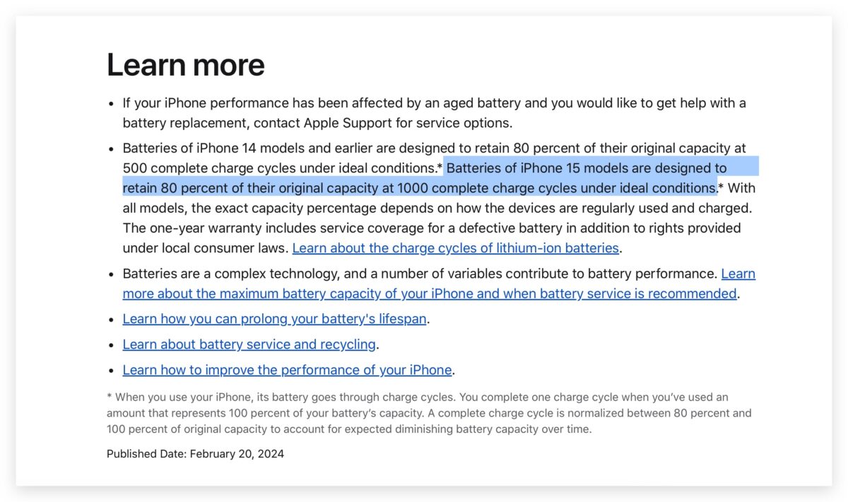 iOS 17.4 Beta 4 改善电池资讯显示方式，并提高 iPhone 15 系列的充电循环次数