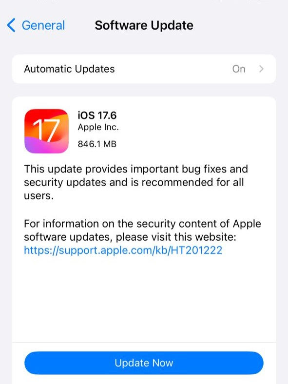 Apple 发布 iOS 17.6 正式版，包含重要错误修复和安全更新
