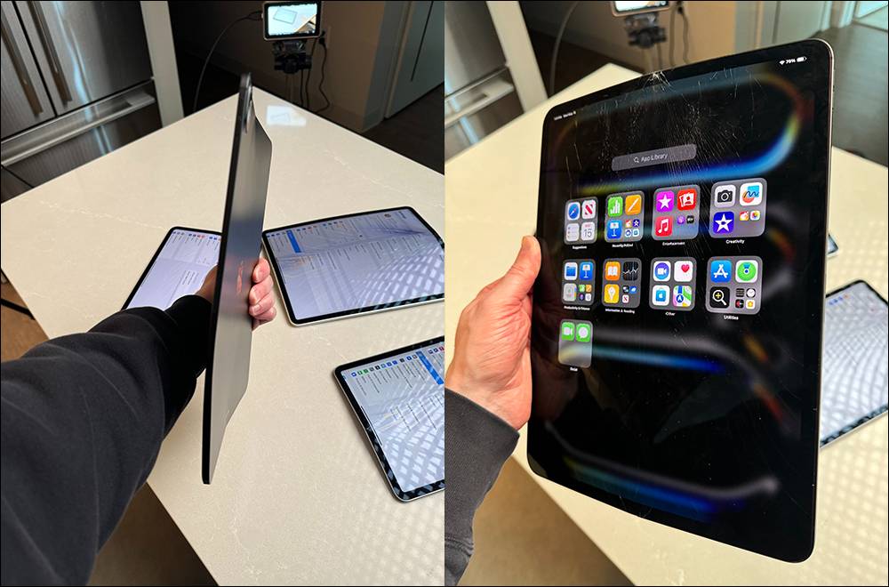 全新 M4 iPad Pro 在暴力测试视频，史上最薄苹果设备，抗弯曲能力表现比前一代更好！ （但还是不建议去折它 - MobGo玩吧
