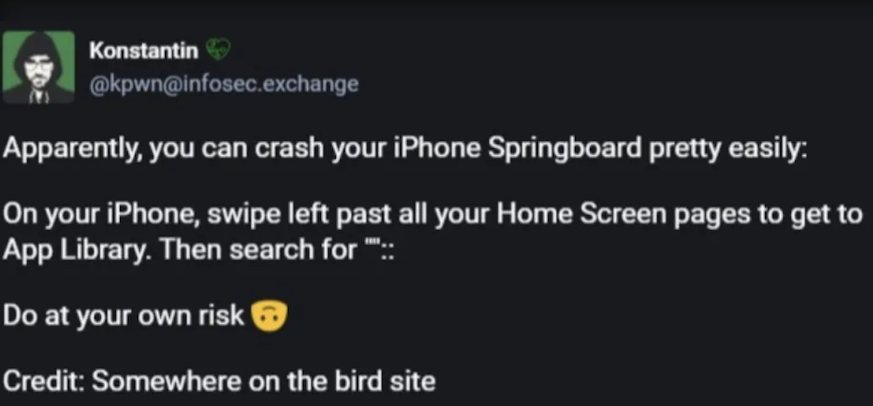 iPhone出现Bug！ 搜索功能输入「这4字符」直接当机！？