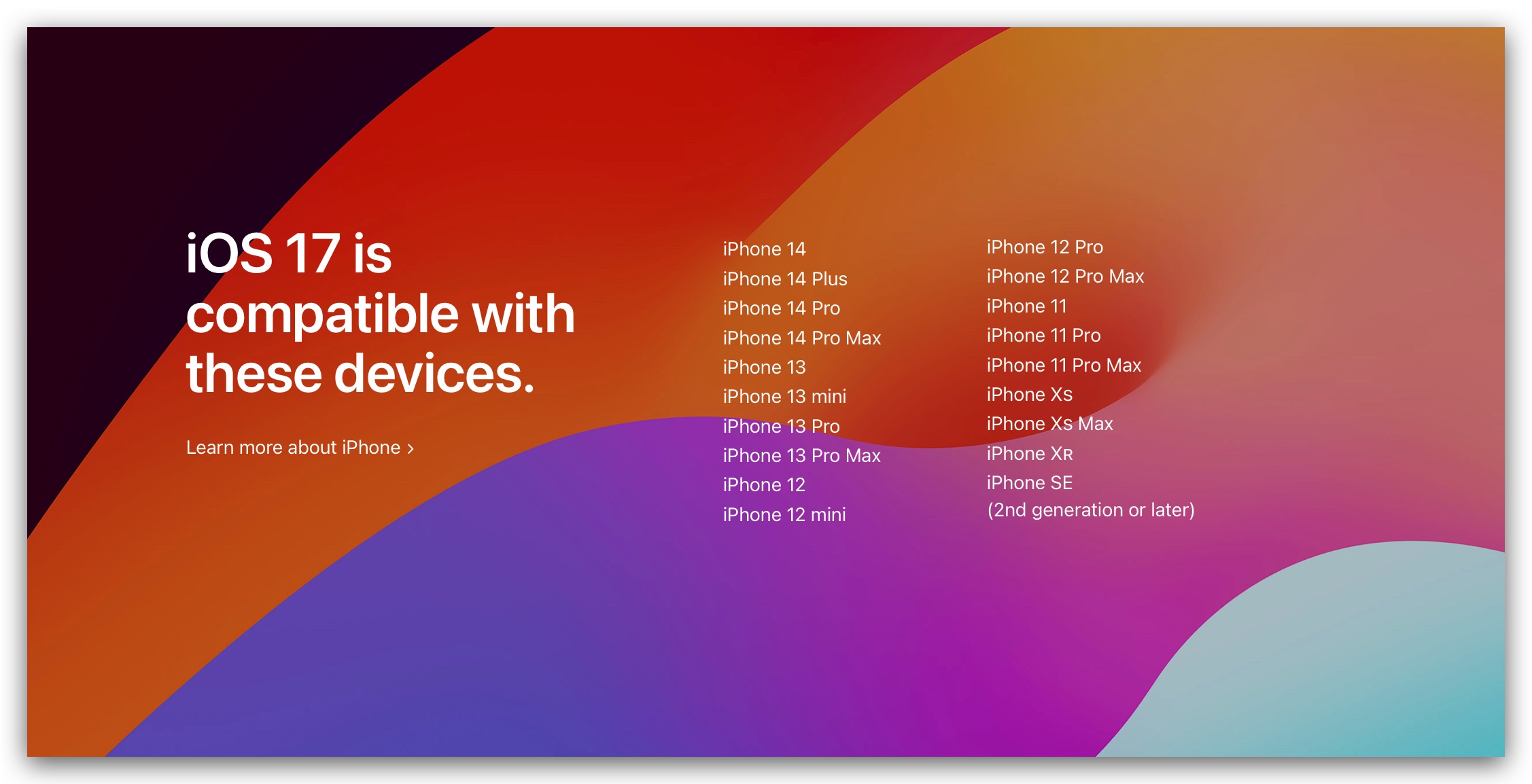 WWDC 2023 iOS 17 支持设备清单 升级清单 可升级产品