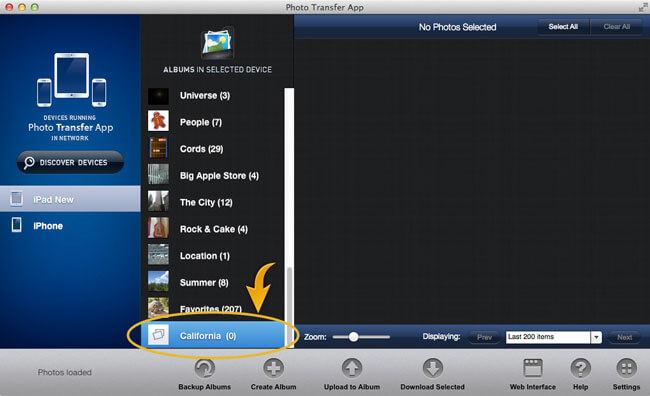 transfer pictures from mac to ipad-click upload to album